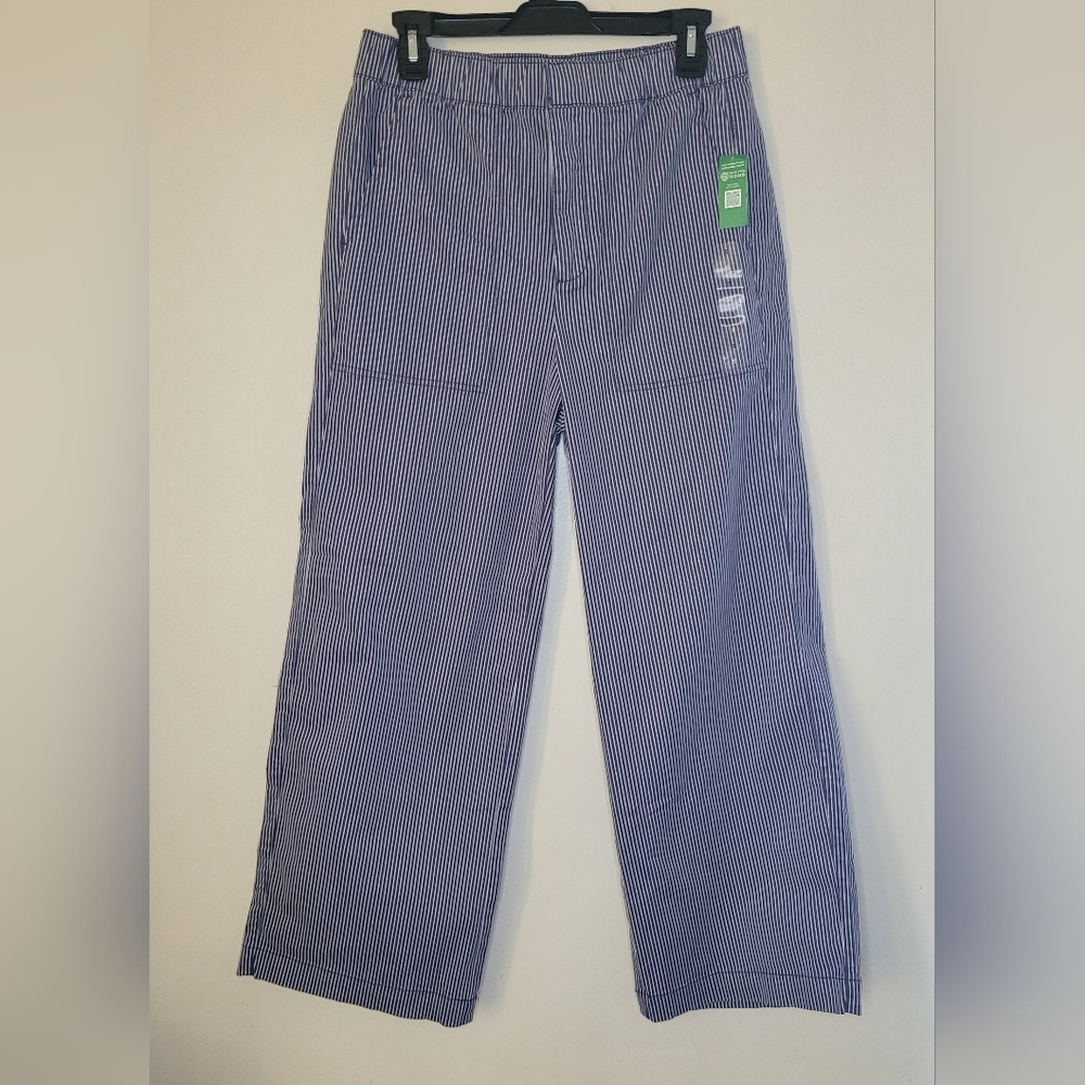 GAP Pants High Rise Wide Leg Women's Small Khakis Nautical Preppy Blue Striped
